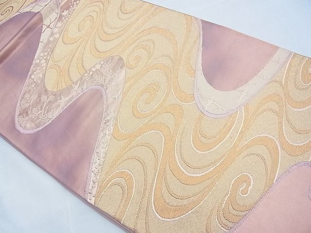 平和屋着物◎六通柄袋帯 流水文 金糸 逸品 BAAF0926ow