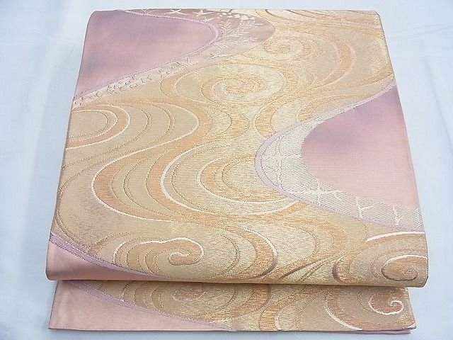 平和屋着物◎六通柄袋帯 流水文 金糸 逸品 BAAF0926ow