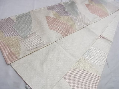 平和屋着物◎佐賀錦 六通柄袋帯 地紙重ね文 銀糸 逸品 BAAF6802ow