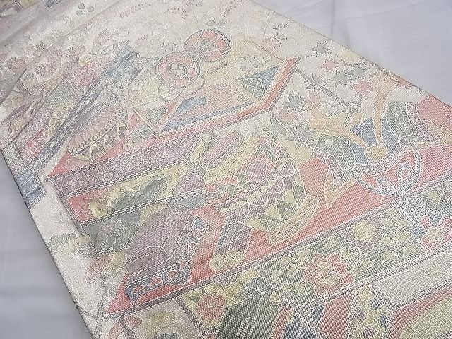 平和屋着物◎900織特選佐賀錦 六通柄袋帯 風景花文 銀糸 逸品 BAAF6804ow