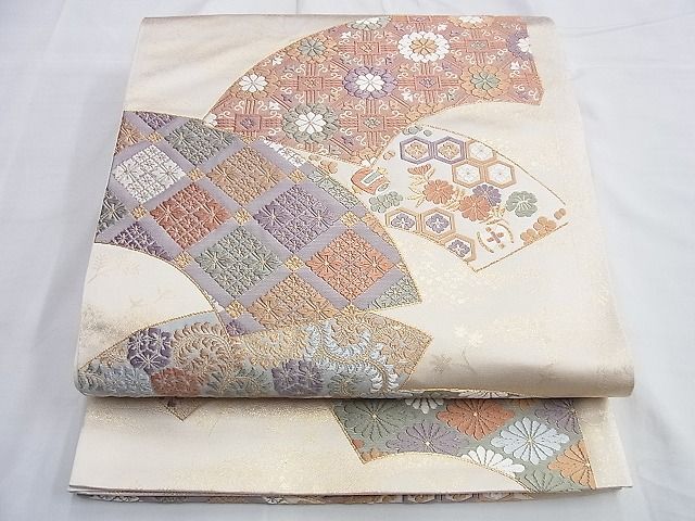 平和屋着物◎六通柄袋帯 唐織 地紙重ね花文 金糸 逸品 BAAF6815ow