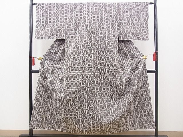 平和屋着物■上質な紬　菱つなぎ　逸品　未使用　BAAF1002hv