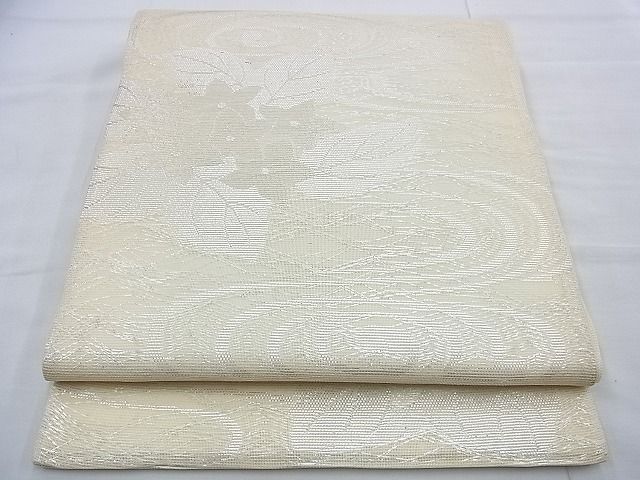 平和屋着物■夏物 六通柄袋帯 流水草花文 銀糸 逸品 BAAF2267du