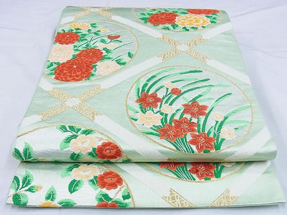 平和屋着物◎六通柄袋帯 唐織 花丸文 金糸 逸品 BAAF0001th