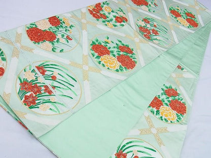 平和屋着物◎六通柄袋帯 唐織 花丸文 金糸 逸品 BAAF0001th