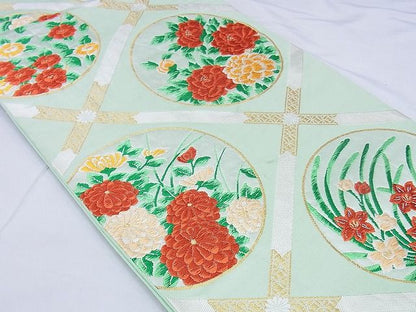 平和屋着物◎六通柄袋帯 唐織 花丸文 金糸 逸品 BAAF0001th