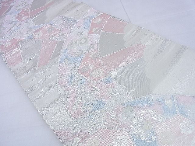 平和屋着物◎六通柄袋帯 片輪車宝尽くし 銀糸 逸品 BAAF0014th