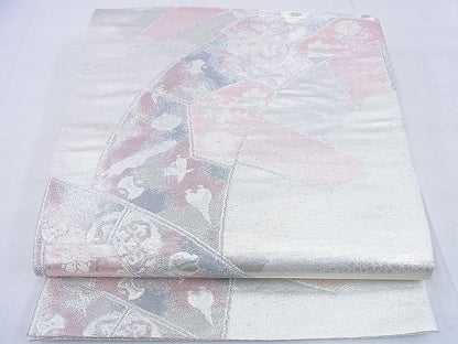 平和屋着物◎六通柄袋帯 片輪車宝尽くし 銀糸 逸品 BAAF0014th