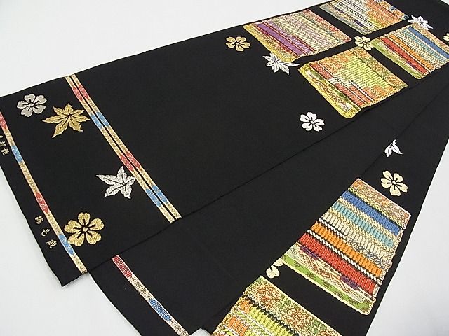 平和屋本店■最高級　龍村平蔵製　六通柄　本袋帯　威毛錦　黒地　金銀糸　逸品　CYAA0127s4