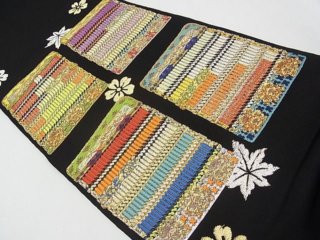 平和屋本店■最高級　龍村平蔵製　六通柄　本袋帯　威毛錦　黒地　金銀糸　逸品　CYAA0127s4