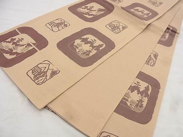 平和屋着物◎六通柄袋帯 風景文 ささ野 逸品 BAAF1481qt