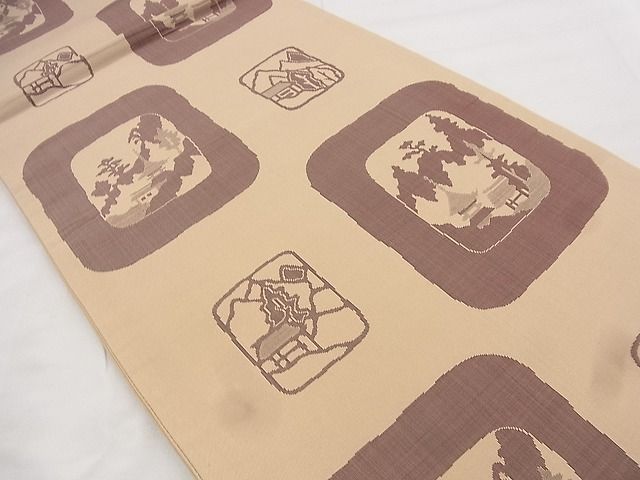平和屋着物◎六通柄袋帯 風景文 ささ野 逸品 BAAF1481qt