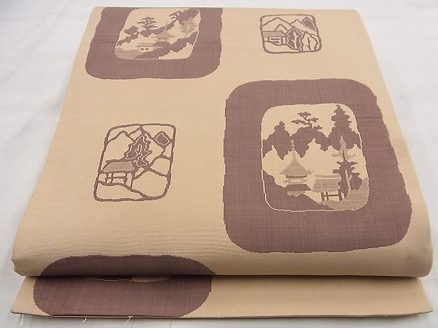 平和屋着物◎六通柄袋帯 風景文 ささ野 逸品 BAAF1481qt