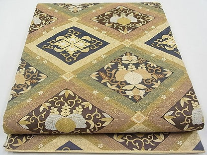 平和屋本店■最高級　明綴れ　全通柄袋帯　桐唐草菱文　金糸　逸品　CYAA0134s4
