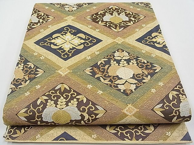 平和屋本店■最高級　明綴れ　全通柄袋帯　桐唐草菱文　金糸　逸品　CYAA0134s4
