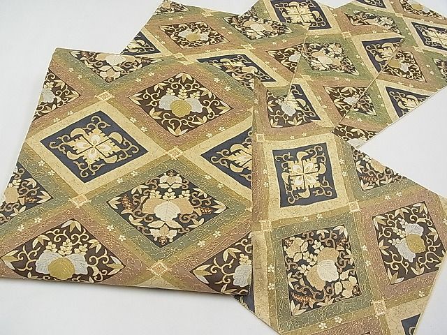 平和屋本店■最高級　明綴れ　全通柄袋帯　桐唐草菱文　金糸　逸品　CYAA0134s4