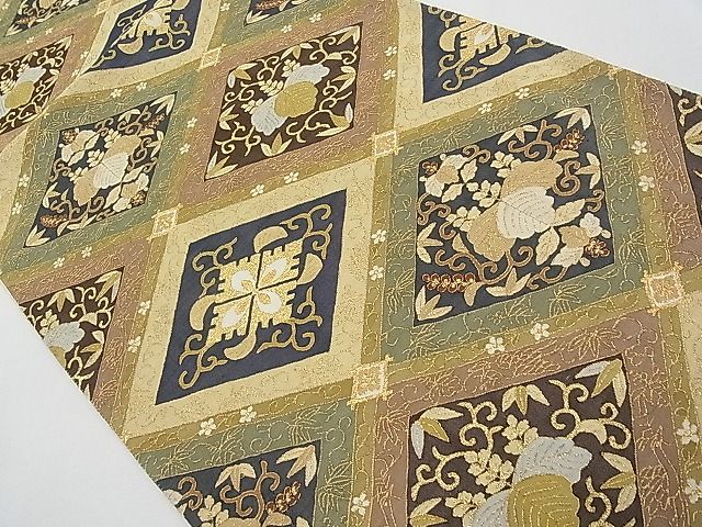 平和屋本店■最高級　明綴れ　全通柄袋帯　桐唐草菱文　金糸　逸品　CYAA0134s4