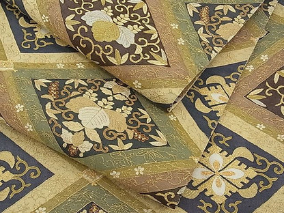 平和屋本店■最高級　明綴れ　全通柄袋帯　桐唐草菱文　金糸　逸品　CYAA0134s4