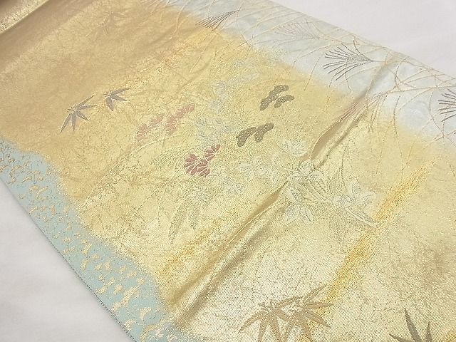 平和屋着物◎六通柄袋帯 唐織 蒔絵集 蒔絵秋草調 金糸 引箔 逸品 BAAF1493qt