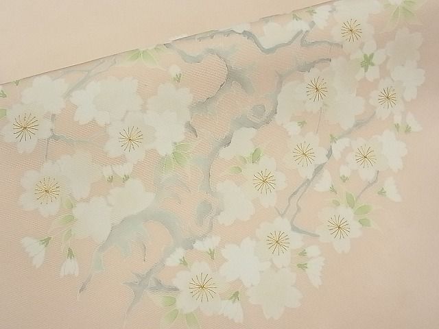 期間限定セール20％off●極上　京都祇園の老舗　ぎをん齋藤　塩瀬　九寸名古屋帯　刺繍　枝桜　金糸　逸品　CYAA0140s4