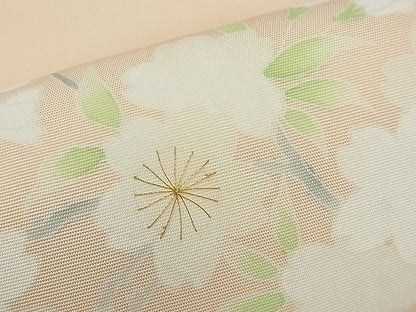 期間限定セール20％off●極上　京都祇園の老舗　ぎをん齋藤　塩瀬　九寸名古屋帯　刺繍　枝桜　金糸　逸品　CYAA0140s4