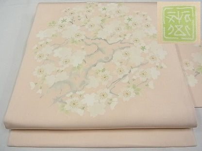 期間限定セール20％off●極上　京都祇園の老舗　ぎをん齋藤　塩瀬　九寸名古屋帯　刺繍　枝桜　金糸　逸品　CYAA0140s4