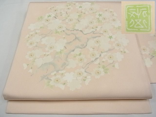 期間限定セール20％off●極上　京都祇園の老舗　ぎをん齋藤　塩瀬　九寸名古屋帯　刺繍　枝桜　金糸　逸品　CYAA0140s4