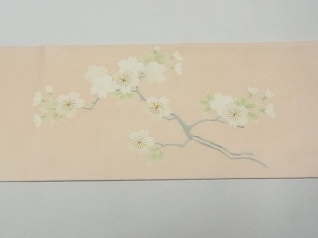 期間限定セール20％off●極上　京都祇園の老舗　ぎをん齋藤　塩瀬　九寸名古屋帯　刺繍　枝桜　金糸　逸品　CYAA0140s4