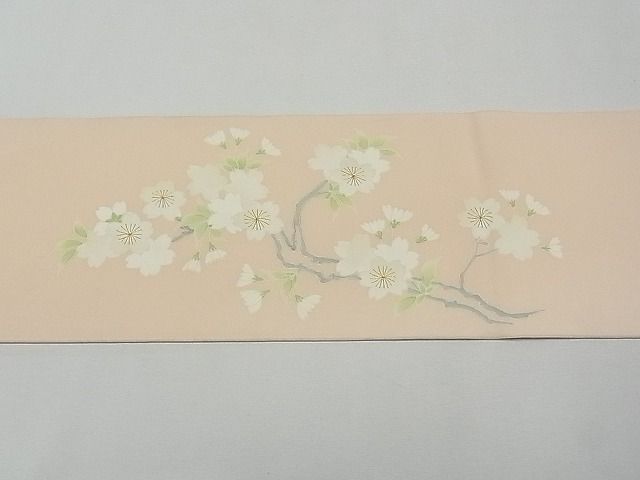 期間限定セール20％off●極上　京都祇園の老舗　ぎをん齋藤　塩瀬　九寸名古屋帯　刺繍　枝桜　金糸　逸品　CYAA0140s4