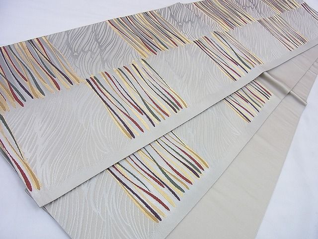 平和屋着物◎六通柄袋帯 唐織 市松文様 金銀糸 逸品 BAAF0080th
