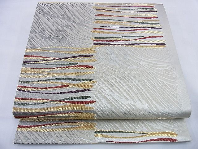 平和屋着物◎六通柄袋帯 唐織 市松文様 金銀糸 逸品 BAAF0080th