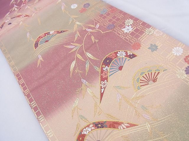 平和屋着物◎六通柄袋帯 唐織 片輪車花文 金糸 鈴乃屋扱い 逸品 BAAF0093th