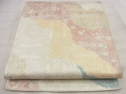 平和屋着物◎六通柄袋帯 道長草花文 銀糸 逸品 BAAF1531qt
