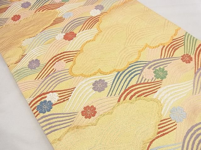 平和屋着物◎六通柄袋帯 唐織 流水花文 金糸 逸品 BAAF1537qt