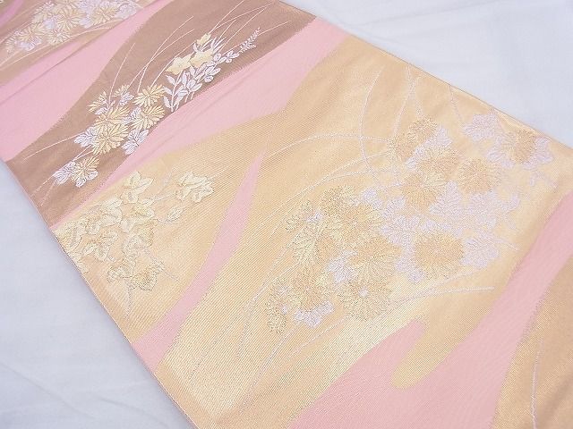 平和屋着物◎六通柄袋帯 草花文 金銀糸 逸品 BAAF0127th
