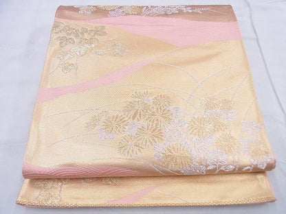 平和屋着物◎六通柄袋帯 草花文 金銀糸 逸品 BAAF0127th
