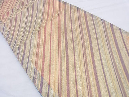 平和屋着物◎六通柄袋帯 斜縞 金糸 逸品 BAAF0150th