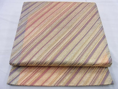 平和屋着物◎六通柄袋帯 斜縞 金糸 逸品 BAAF0150th