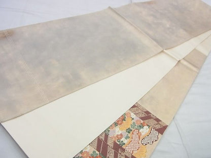 平和屋着物◎太鼓柄袋帯 唐織 草花文 金糸 逸品 BAAF0176th