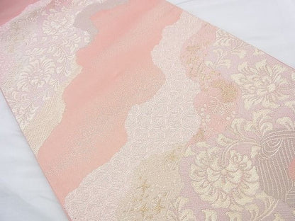 平和屋着物◎六通柄袋帯 道長草花文 金糸 逸品 BAAF0186th