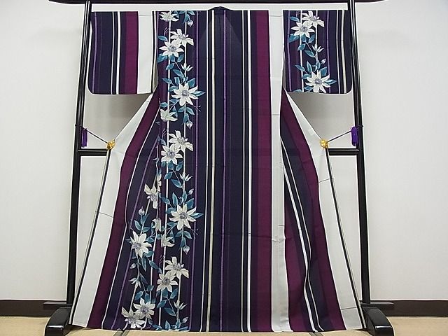 平和屋本店■極上　夏物　撫松庵　訪問着　セオアルファ　枝花文　洗える着物　CYAA0192s4