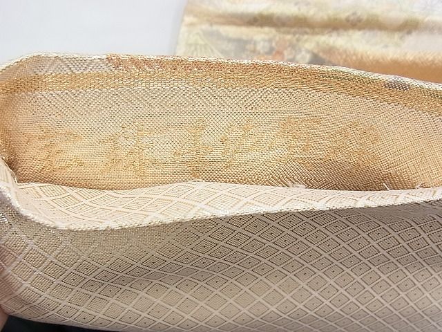平和屋着物◎宝珠本佐賀錦 九百錦 六通柄袋帯 飛鶴風景花文 金糸 逸品 BAAE7795du
