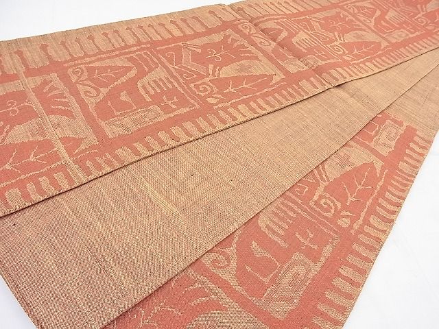 平和屋着物◎西陣 六通柄袋帯 草花文 逸品 BAAF2557ea