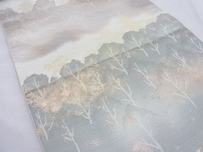 平和屋着物◎六通柄袋帯 はく錦 風景文 金糸 引箔 逸品 BAAF2622ea