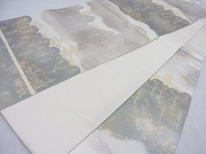 平和屋着物◎六通柄袋帯 はく錦 風景文 金糸 引箔 逸品 BAAF2622ea
