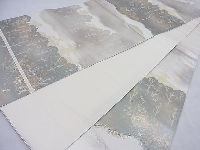 平和屋着物◎六通柄袋帯 はく錦 風景文 金糸 引箔 逸品 BAAF2622ea