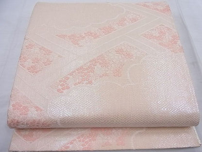平和屋着物◎佐賀錦 六通柄袋帯 雲重ね草花文 純銀箔 逸品 BAAF2629ea