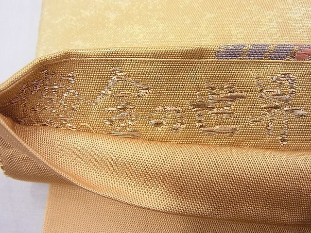 平和屋着物◎六通柄袋帯 唐織 檜扇草花文 手織引箔 逸品 BAAF2647ea