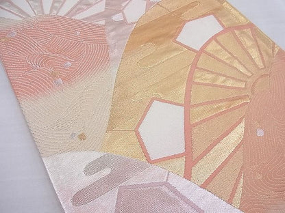 平和屋着物◎六通柄袋帯 唐織 片輪車文 金銀糸 逸品 BAAF2655ea