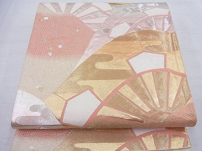 平和屋着物◎六通柄袋帯 唐織 片輪車文 金銀糸 逸品 BAAF2655ea